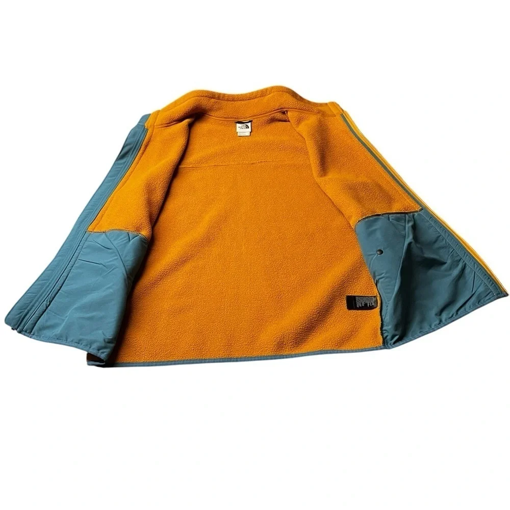 The North Face Men’s Burnt Orange and Teal Fleece Zippered Vest Size Large